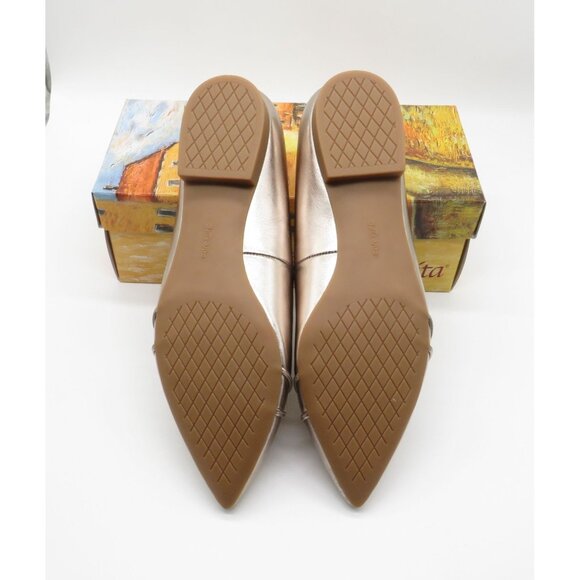 Bella Vita Women's Metallic Pointed Toe Flats With Strappy Detail Size 12 NEW - Picture 6 of 6